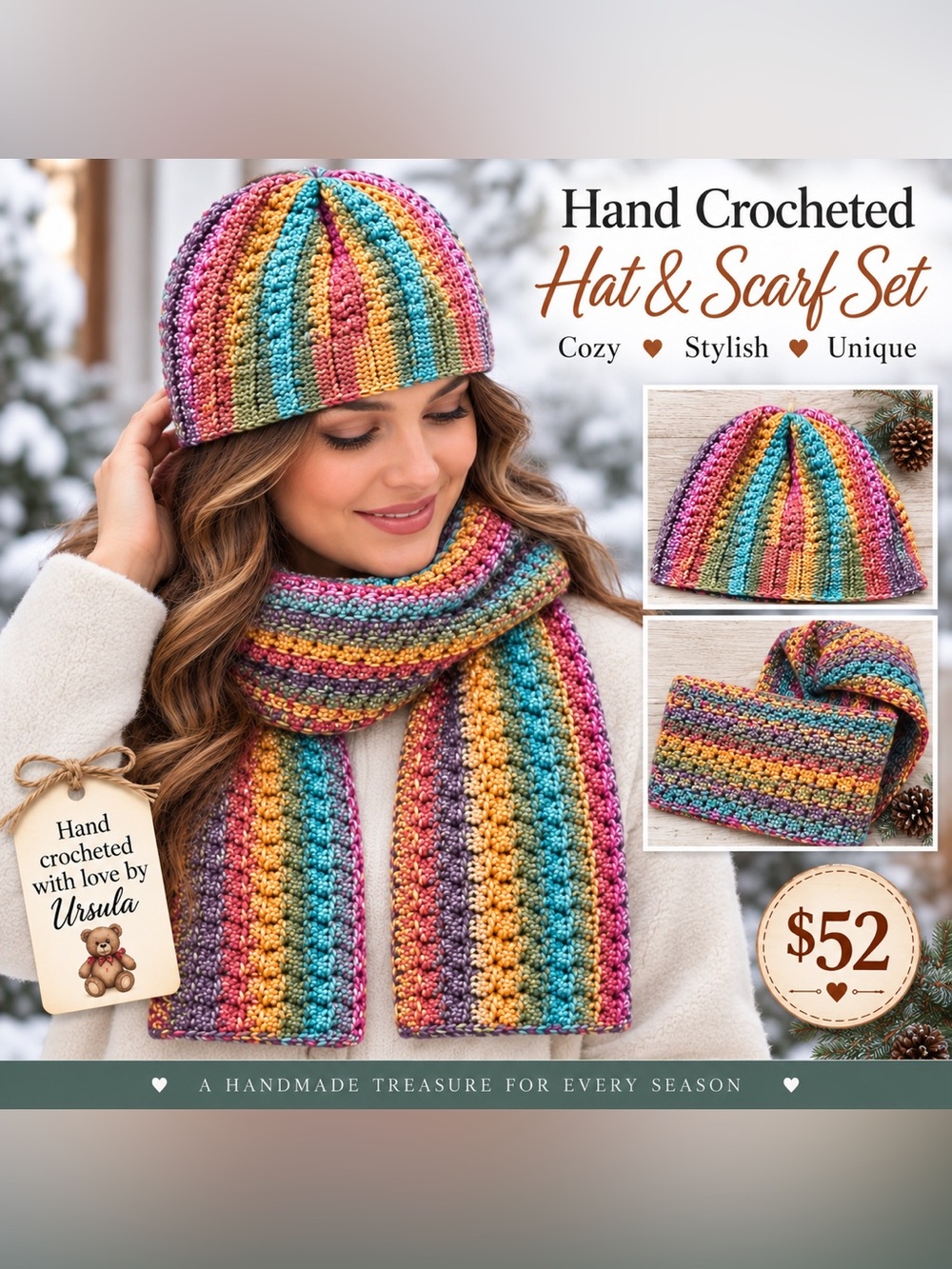Crochet Hat&Scarf Set-Adult
